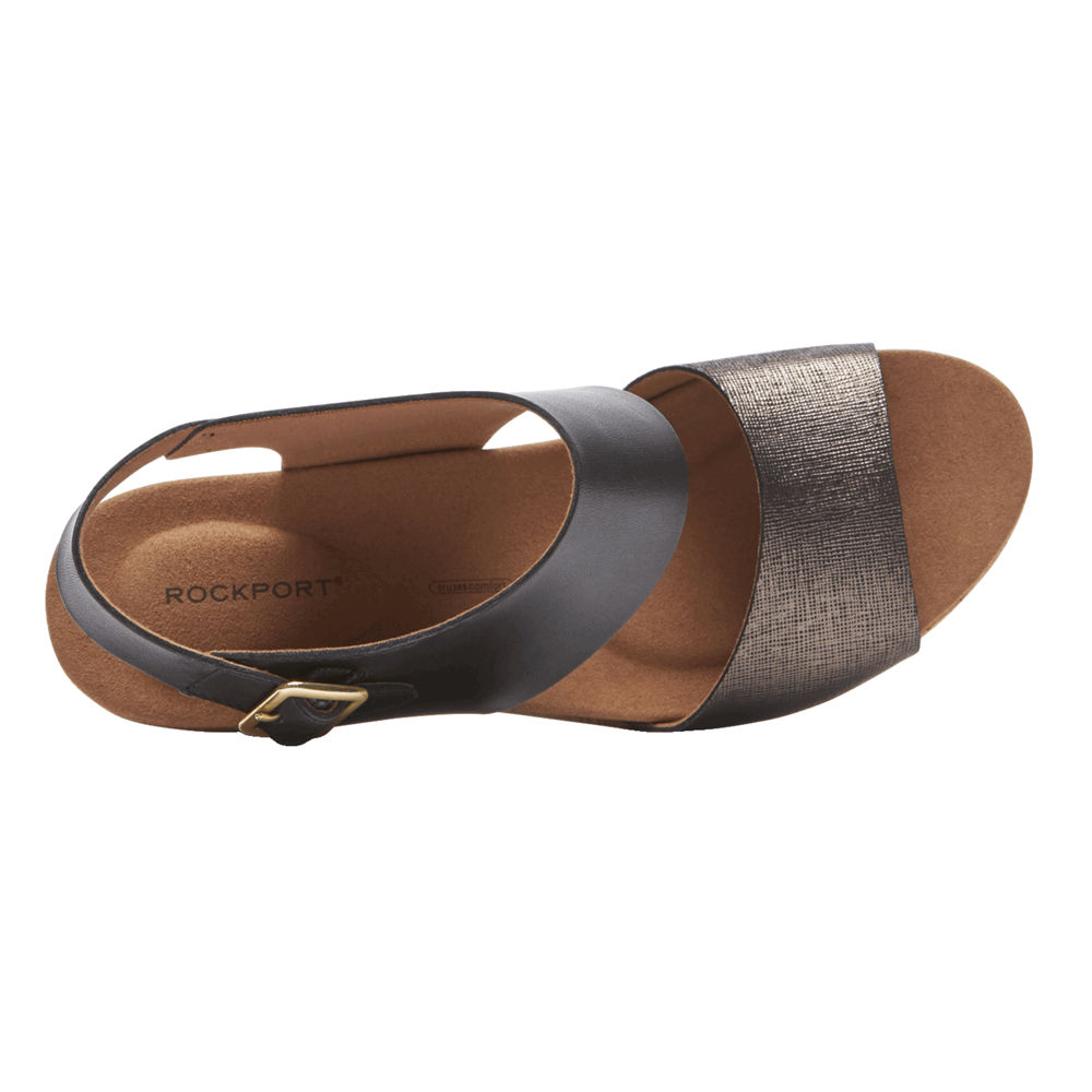 Rockport Sandaler Dam Svarta - Vivianne 2 Part - HARKG4239